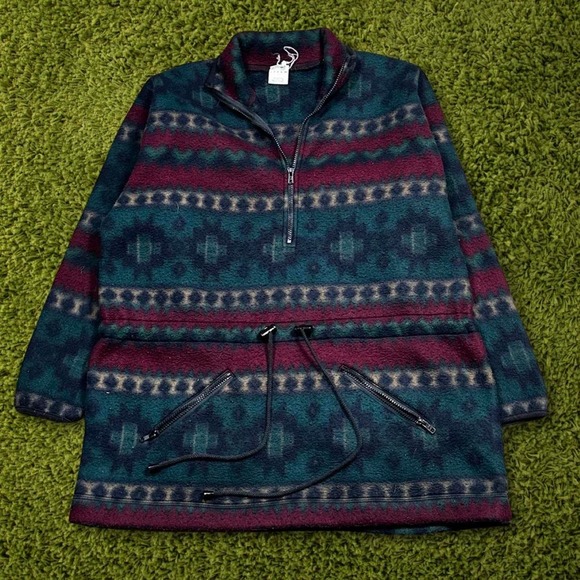 Vintage Cheetah Sport Aztec Print Fleece Pullover - Picture 1 of 5